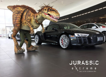Jurassic Extreme Dinosaur Razor with an Audi R8 in Houston